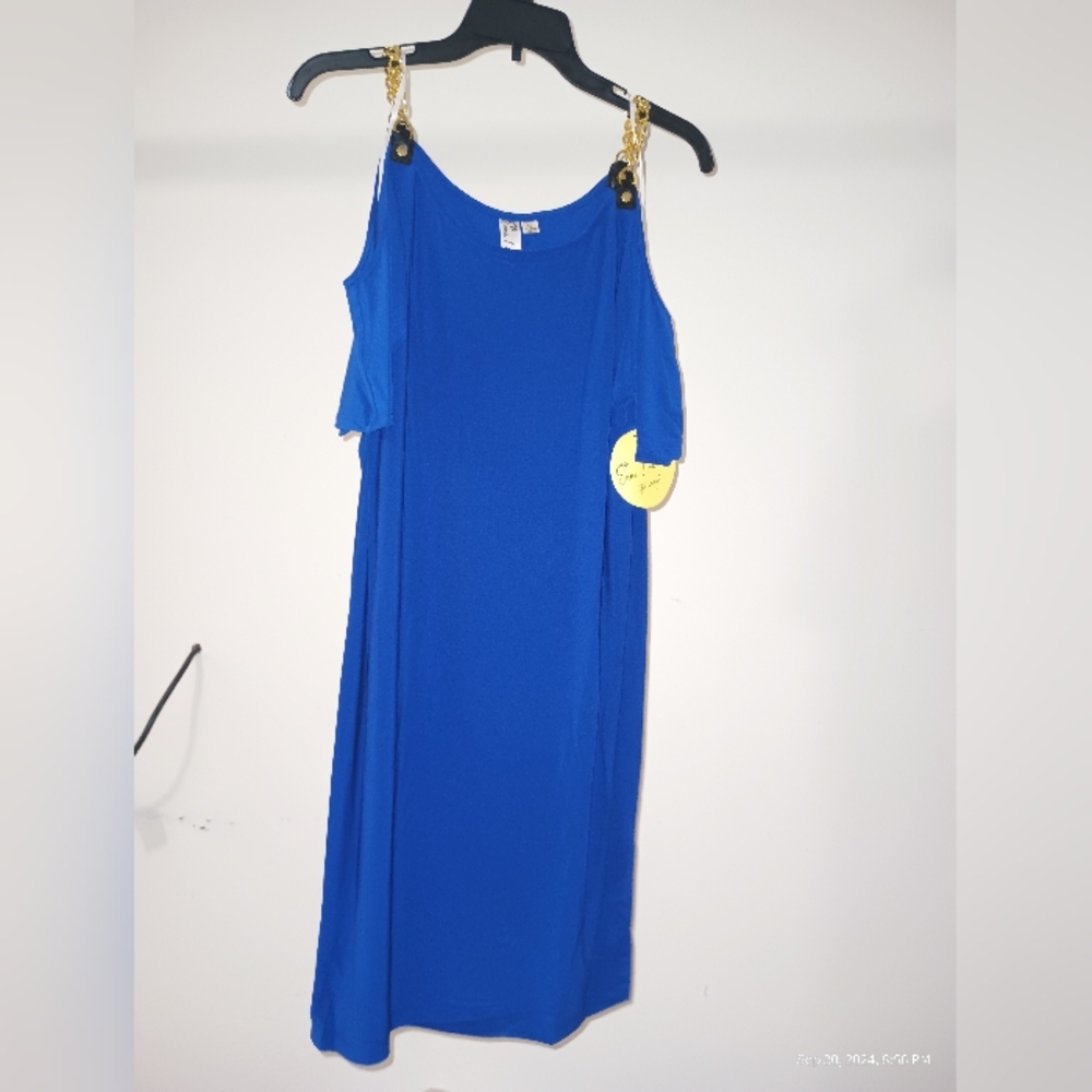 Royal Blue Dress with Gold chain straps